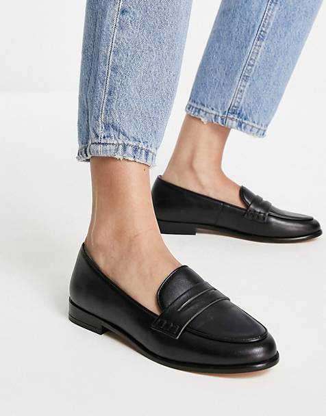 ASRA Leer Fantasia Dames Schoenen voor voor Platte schoenen voor Loafers en mocassins Leren Loafers Met Opvallende Gesp in het Zwart 