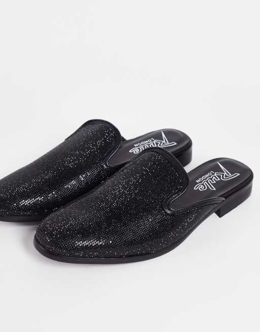 Rule London - Going Out - Sorte mules med rhinsten
