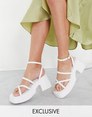 Rule London Harper pu blend heeled sandals in white  - WHITE