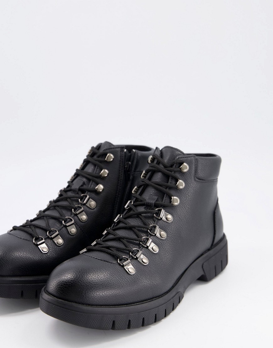 Rule London hiker lace up boots in black