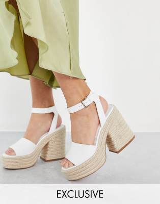 platform espadrille sandals white