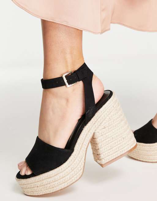 BLACK Honey Sandali stile espadrilles in misto similpelle PU neri con plateau Asos Donna Scarpe Scarpe con plateau Sandali con plateau 