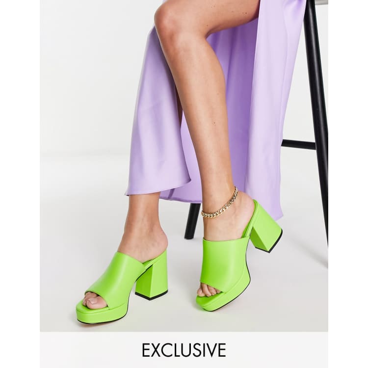 Neon green mule heels sale