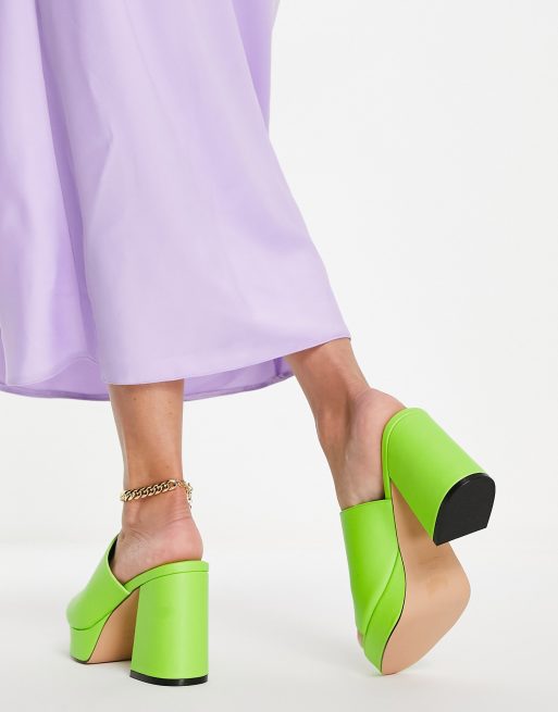 Lime chunky 2024 block heel mule