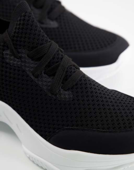 Black knit runner trainers sales