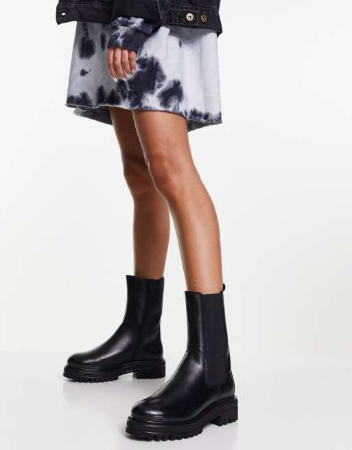 Rule London leather chelsea calf boots in black