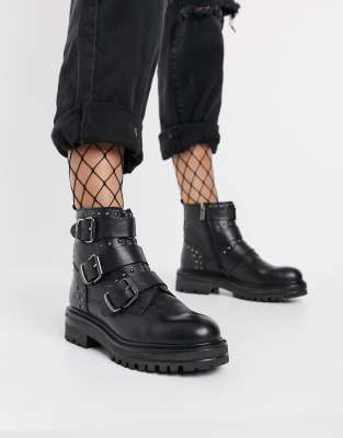 asos black buckle boots