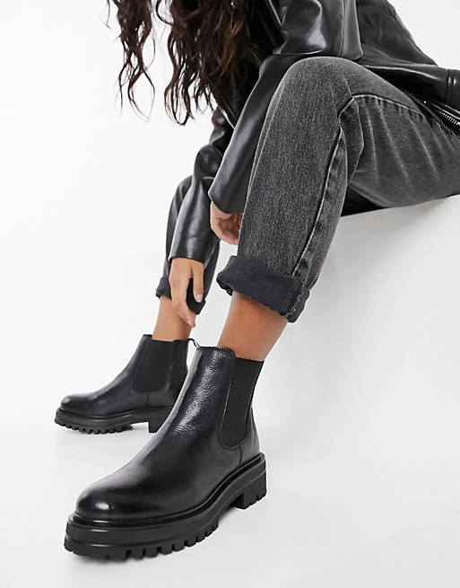 Rule London leather chunky chelsea boots in black | ASOS