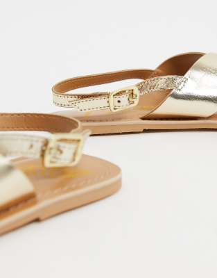 asos gold sandals flat