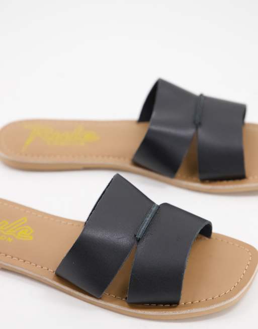 Rule London leather sliders in black, 2 of 4
