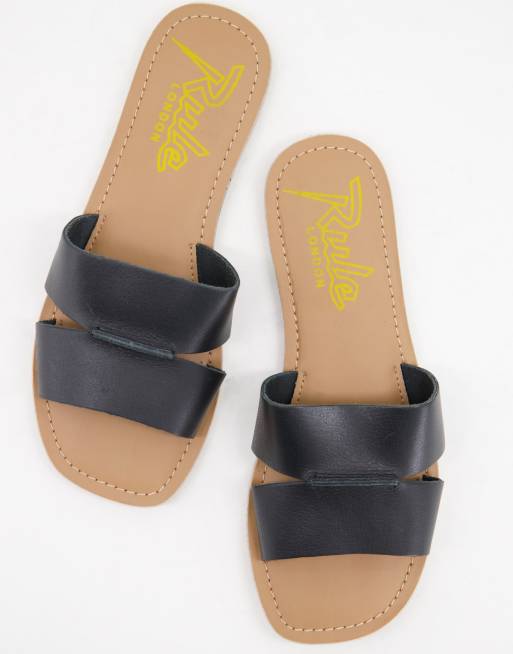 Rule London leather sliders in black, 3 of 4