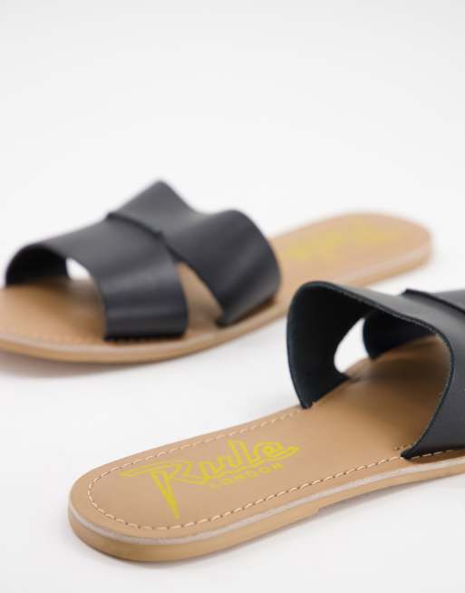 Rule London leather slides in black, 4 of 4