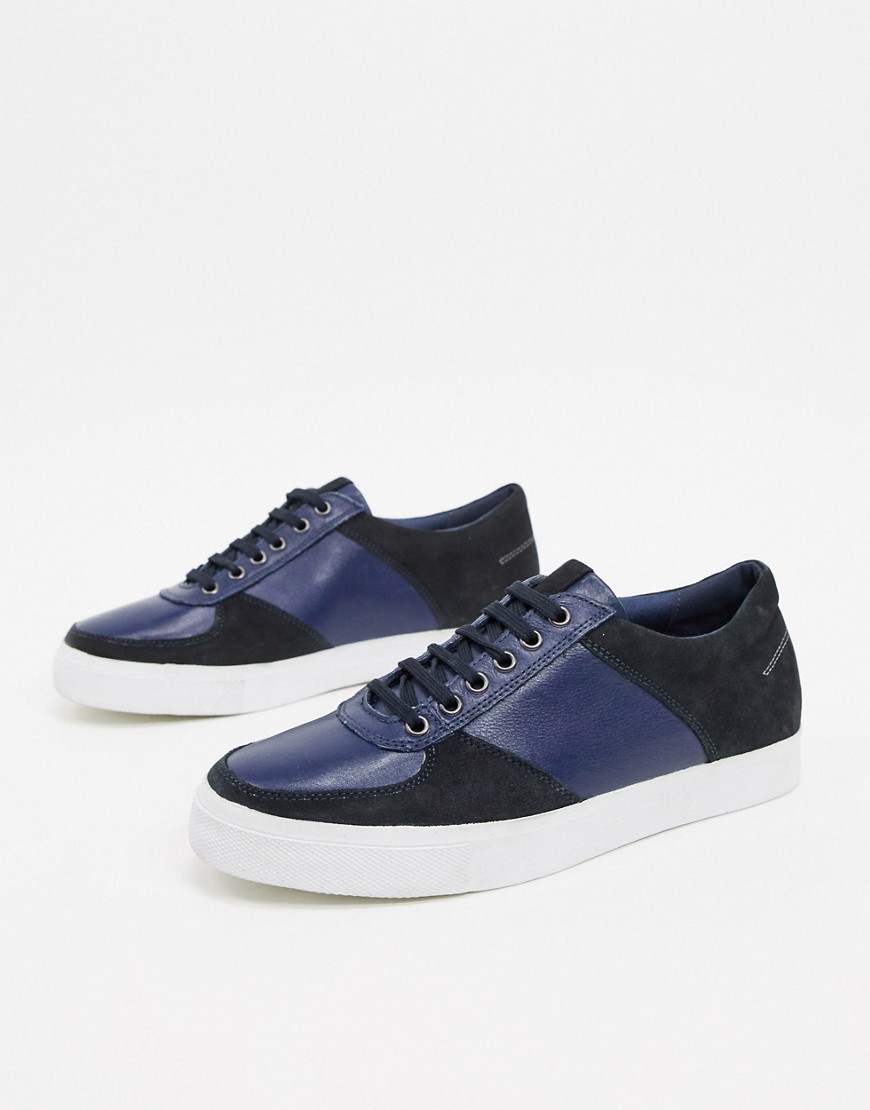 Rule London leather/suede trainer in navy