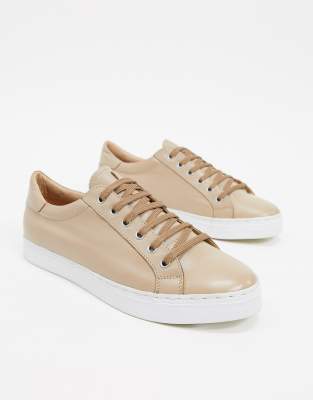 beige leather trainers
