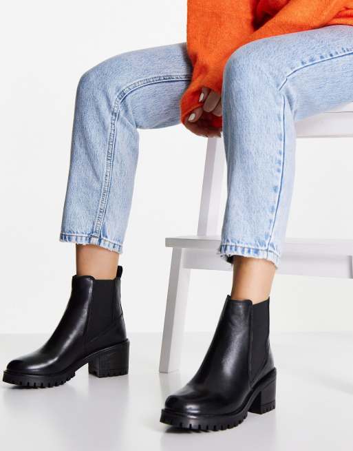 Rule London - Leren chelsea boots met hak in zwart