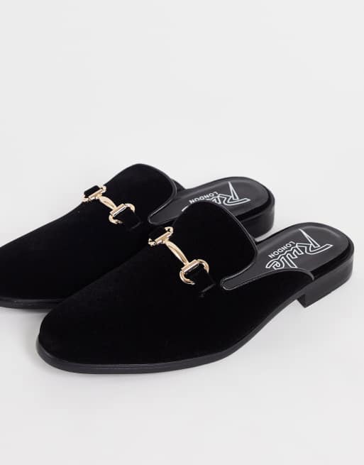 Rule London - Sabot in pelle sintetica nera con decori