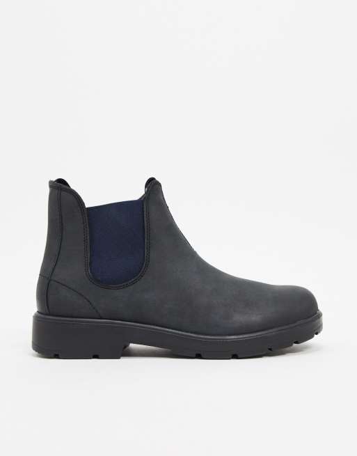 rule london leather chunky chelsea boots in black