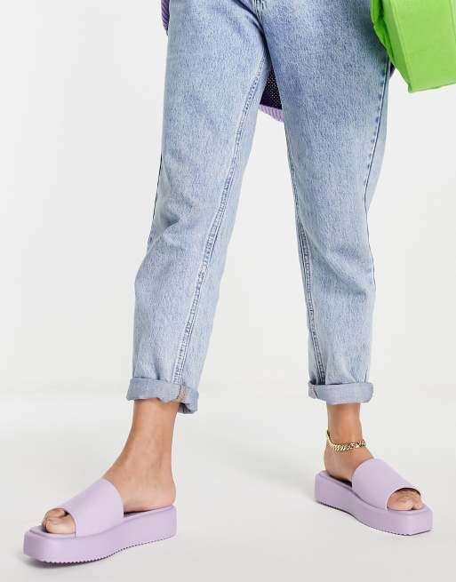 Rule London - Suki - Sliders in misto similpelle PU lilla - LILAC, 3 di 4