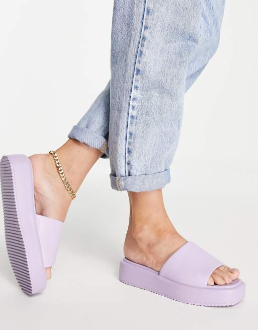 Rule London - Suki - Sliders in misto similpelle PU lilla - LILAC, 4 di 4