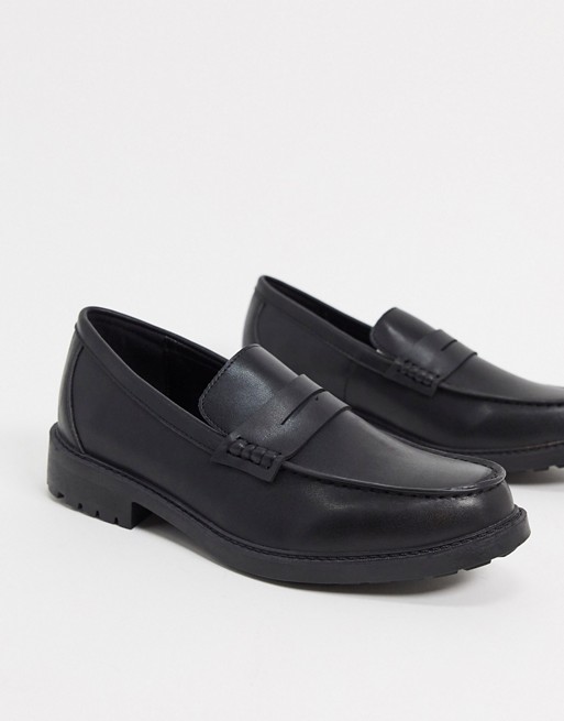 Rule London tyler chunky loafer shoes in black
