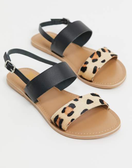 Leopard 2 strap sandals hot sale