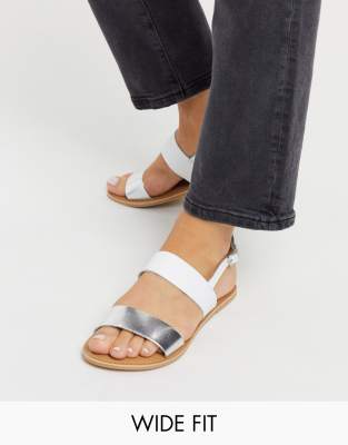 silver flat sandals wide fit