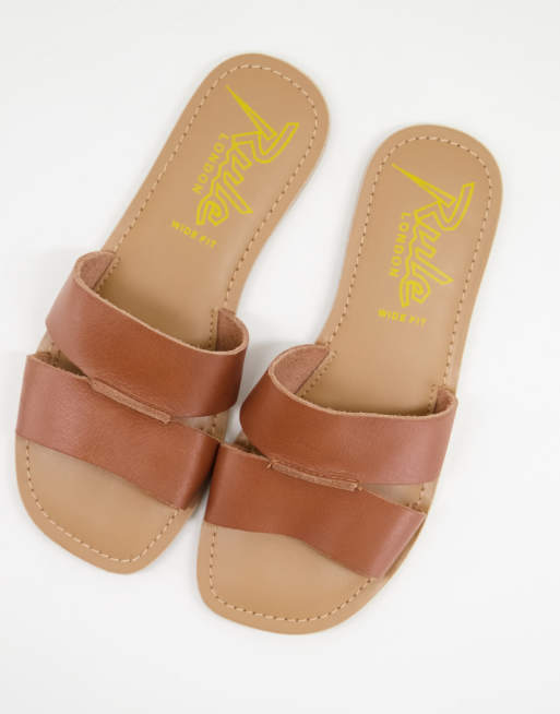 Wide fit best sale leather sliders