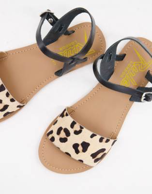 black leopard sandals