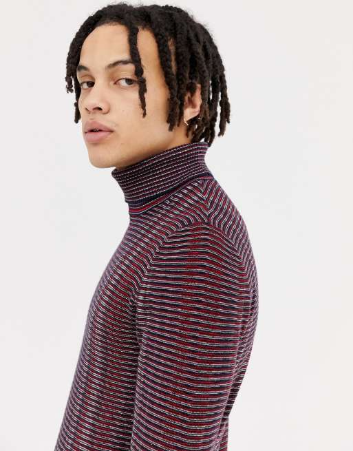 Rullekravetrøje i flerfarvede striber fra ASOS DESIGN