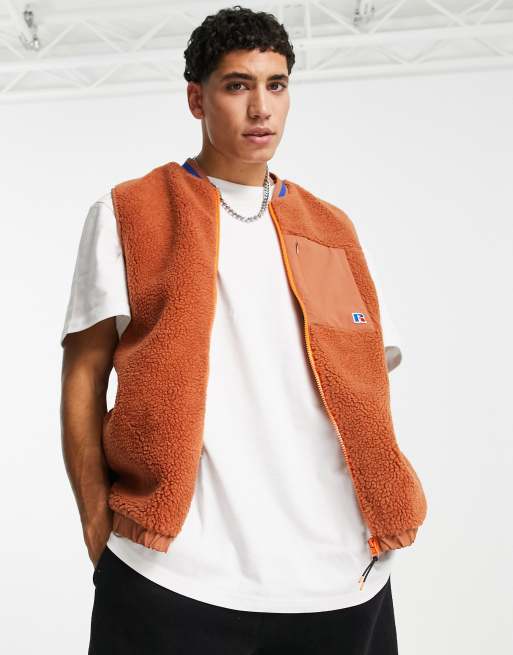 Russell Athletic - Borg bodywarmer met ritssluiting in oranje