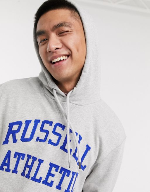 Russell Athletic collegiate logo hoodie in grey