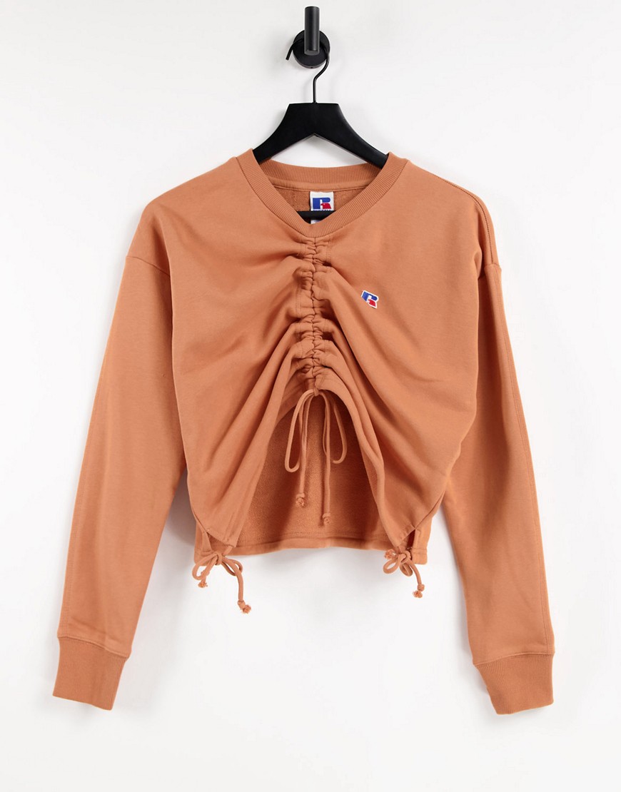 Russell Athletic cropped crew neck sweatshirt-Copper