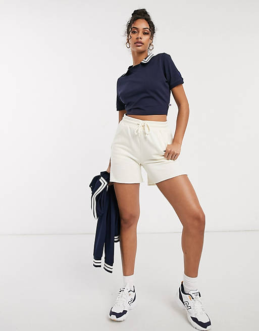 Russell Athletic cropped polo in navy