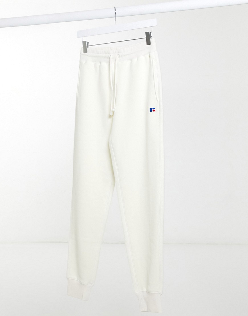 Russell Athletic fleece sweatpants in cream-White