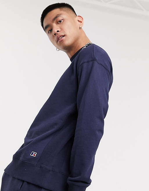 Russell Athletic Frank sweatshirt with small logo in navy