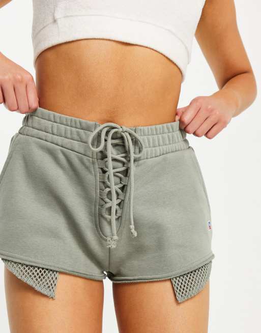 Russell Athletic – Grå korta shorts med snörning framtill, 3 av 4