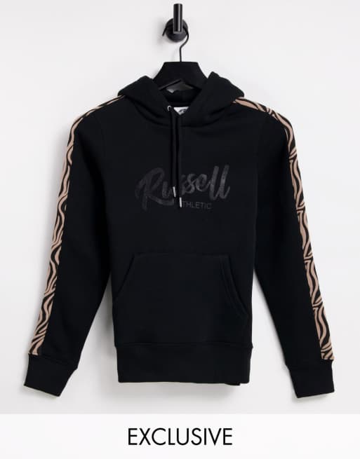 Russell Athletic - Hoodie zonder sluiting met dierenprint in zwart