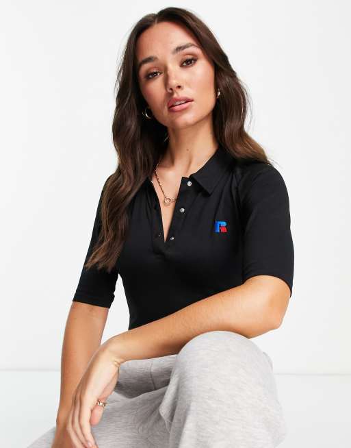Russell Athletic - Jersey body in zwart met vintage wassing