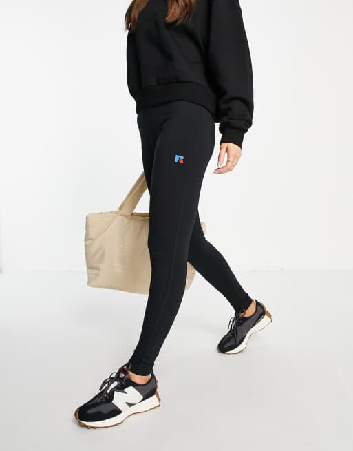 Jersey leggings with branded elastic in Black for Women