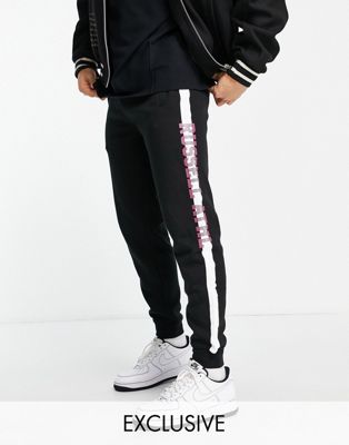 Russell Athletic panel cuffed joggers in black