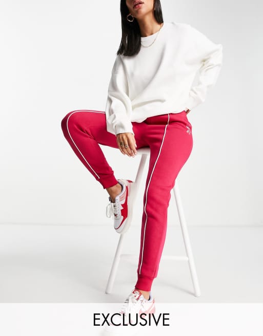 Russell Athletic R panel cuffed joggers in persian red