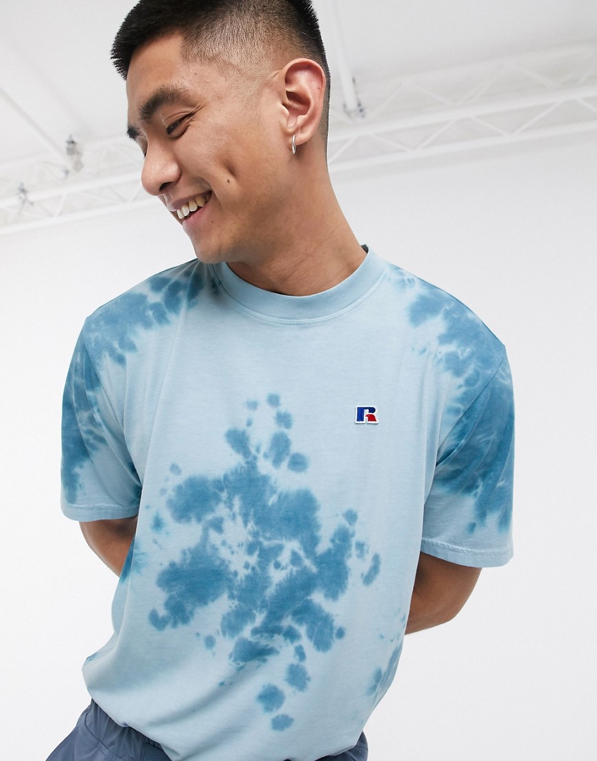 Russell Athletic – Rock – Blå batikmönstrad t-shirt