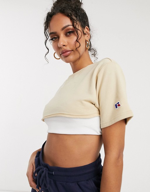 Russell Athletic super cropped top in cream