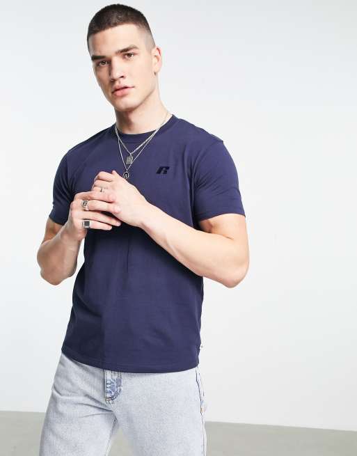 Russell Athletic – T-Shirt in Marineblau mit Rundhalsausschnitt