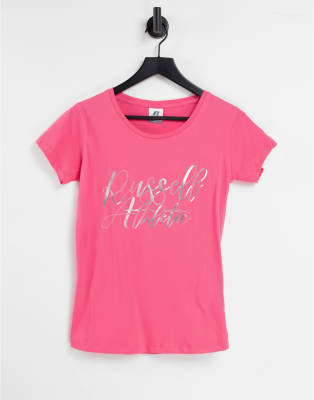 Russell Athletic - T-Shirt in Rosa mit Rundhalsausschnitt