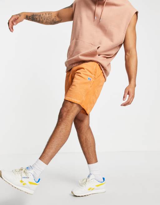 Russell Athletic – Verblasste Jerseyshorts mit Logo