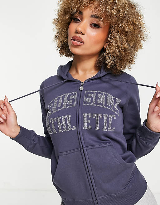 opdragelse Rådgiver dessert Russell Athletic zip through hoodie in ombre blue | ASOS