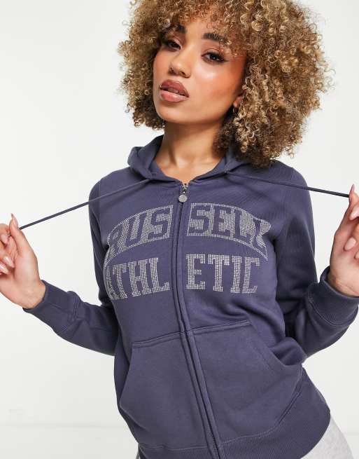 Russell Athletic zip through hoodie in ombre blue