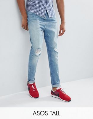 фото Рваные джинсы с заниженным шаговым швом asos design tall-синий