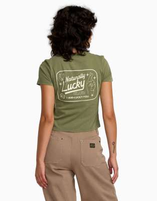 Rvca 411 Fitted T-shirt In Green